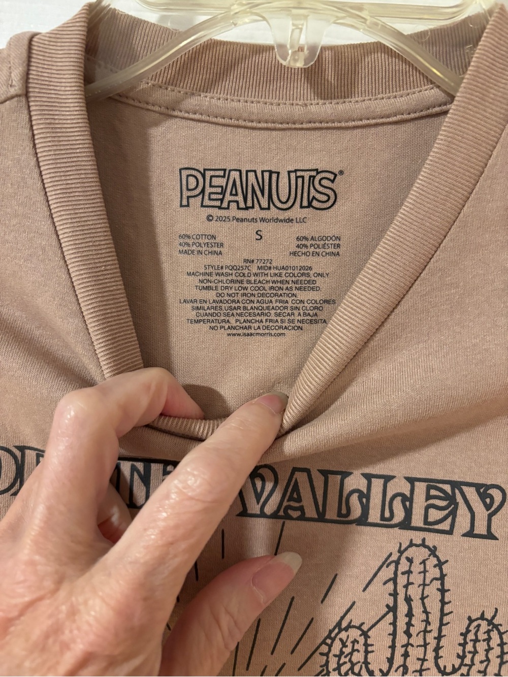 Peanuts Tan Snoopy 'Death Valley' Motorcycle Women’s Tee with Silver Studs S - Picture 2 of 7